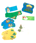 Vintage Christmas Gift Tags Die Cut Lot 1970&#39;s Blue Santa Bells Snowman ... - €8,55 EUR