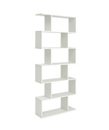 6 Tier S-Shaped Bookshelf Storage Display Bookcase Decor Z-Shelf -White ... - $2,316.73 MXN