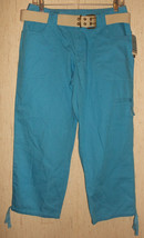 Nwt Womens Izod Blue Cargo Capris / Cropped Pants W/ Belt Size 8 - £19.84 GBP
