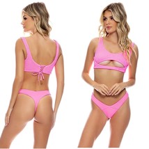 Luli Fama Miami Vice Pink &#39;pura Curiosidad&#39; High Leg Thong Bikini Bottom (M) - £69.22 GBP