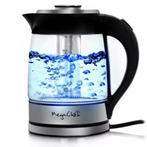 MegaChef 1.8 L Cordless Stainless Steel &amp; Glass Electric Tea Kettle with Infuser - £35.40 GBP