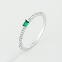 NEW Classic Rectangular Emerald Ring For Women Single Row Of Diamonds Genuine St - £10.55 GBP