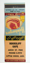Rockcliff Cafe - Little Rock, Arkansas Restaurant 20 Strike Matchbook Cover AR - £1.56 GBP