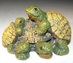 Miniature Turtle Figurine   Three Turtles - Two climbing on back - £6.25 GBP