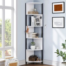 Yitahome 6-Tier Corner Shelf, 68.8&quot; Tall Modern Free Standing Zigzag, White - £73.45 GBP