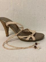 Cole Haan Ivory Crocheted Cork Heel Sandals Size 6.5  - $546.62 MXN