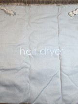 Hair Blow Dryer Beige Embroidered Drawstring Hotel or Travel Bag - $10.40