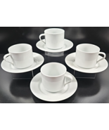 4 Culinary Arts Prelude Cups Saucers Set White Porcelain Table Dining Dishes Lot - $49.17