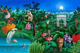 new york city jungle zoo exotic bird garden forest ceramic tile mural backsplash - £70.08 GBP+
