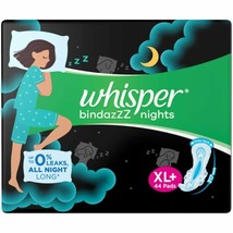 Whisper Bindazzz Nights Sanitary Pads for Women XL+ 44 Napkins FREE SHIP - £47.94 GBP