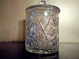 GORGEOUS HEAVY HAND CUT CRYSTAL COOKIE OR CANDY JAR WITH LID 9.5&quot; TALL x... - $75.00