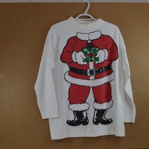 Joe Boxer Santa Body T-Shirt Adult One Size Cotton White Long Sleeve Christmas - $17.41