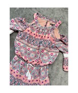 My Michelle Girls Romper Size M Pink Blue Paisley Cold Shoulder Bell Sleeve - $21.86 CAD