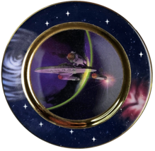 1997 Hamilton Star Trek Warp Speed Ships In Motion  7&quot; Plate  Blue Lenti... - $28.99