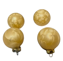 Vintage Frosted Gold Glass Christmas Ball Ornaments 2&quot; Lot of 4 - £10.12 GBP