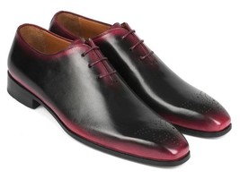 Paul Parkman Mens Shoes Oxfords Black Red Leather Upper Handmade KR254-01-83 - £320.72 GBP