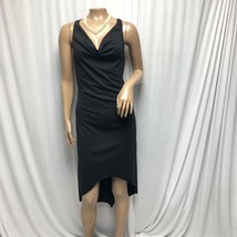Vanity Dress Womens Medium Black Stretchy Open Back Bodycon High Low - $16.65