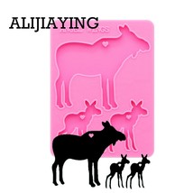 Moose Family Mother Baby Silicone Mold Keychain Jewelry Pendant Resin DI... - £7.22 GBP