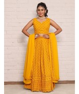 Yellow chikankari lehenga choli with dupatta,haldi outfit,desiger yellow... - $66.50+