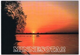 Minnesota Postcard Sunset Lake Couple On Pier - £2.32 GBP