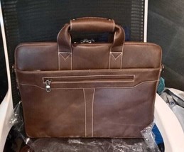 Men&#39;s Genuine leather laptop bag handmade tan brown messenger bag sling belt - £112.45 GBP