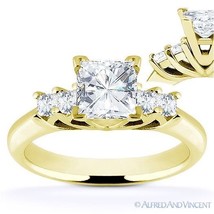 Square Cut Forever Brilliant Moissanite 14k Yellow Gold 5-Stone Engagement Ring - £930.24 GBP+