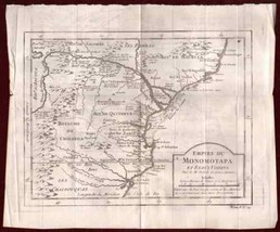 Mutapa Empire Antique Map 1758 Bellin Copperplate Rare - $69.49