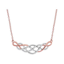 10k Rose Gold Womens Round Diamond Woven Strand Cluster Necklace 1/4 Cttw - £235.12 GBP