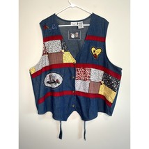 1990s Bobbie Brooks Sewing Quilting Patchwork Art To Wear Denim Granny V... - $28.00