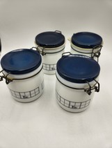 Vintage Wheaton ETC Milk Glass Jar 1/2 Liter Canister Storage Navy Blue ... - $29.65