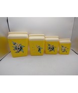 Vintage Yellow Plastic Nesting Canisters Set of 4 Daffodils Burrite - $16.62