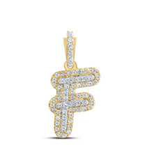 10kt Yellow Gold Mens Round Diamond F Initial Letter Charm Pendant 1/6 Cttw - £175.25 GBP