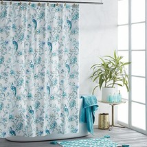 Peacock Fabric Shower Curtain 72x72&quot; Modern Classic Watercolor Teal Aqua Blue - £30.75 GBP