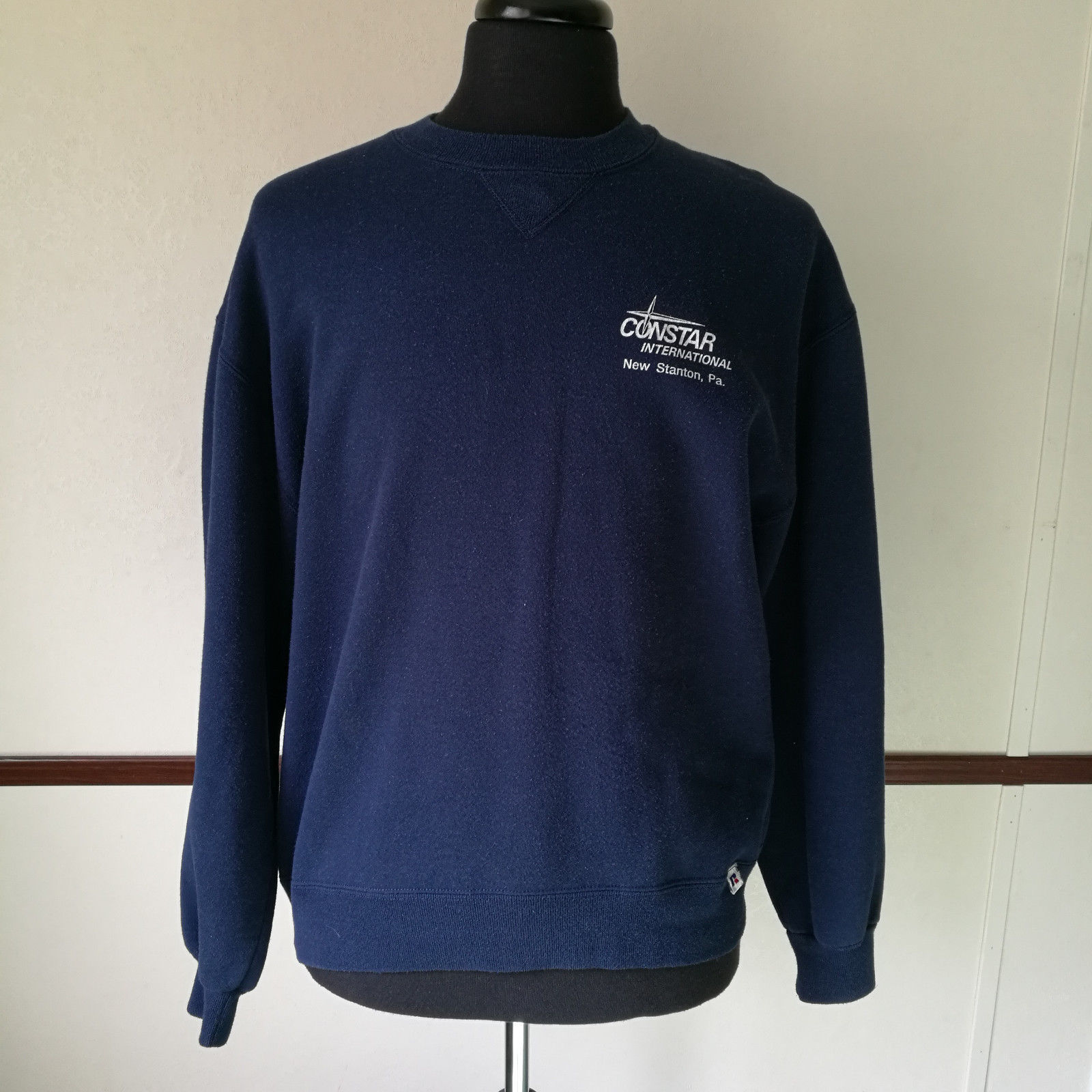 Primary image for Vintage Russell Constar Financial Sweatshirt Blue Size Large Made in USA