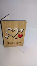 Wood Greeting Card Handmade Love You Card Her Him Wooden Anniversary Birthday - £8.22 GBP