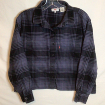 Levi&#39;s Button Shirt Small Long Sleeve Plaid Purple Flannel Midriff 890A - $19.30