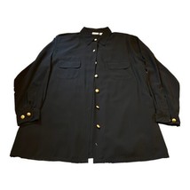 Studio C Solid Black Top Womens Plus 16 18 Gold Button Down Blouse Casual Shirt - £14.69 GBP