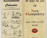 1940 AMOCO What to See in New Hampshire Map &amp; Guide  - £19.71 GBP