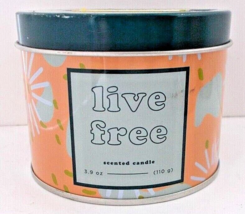 Scented Candle Tin Lotus Flower LIVE FREE 3.9 oz - £10.25 GBP
