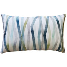Wandering Lines Deep Sea Throw Pillow 14x24, Complete with Pillow Insert - £46.85 GBP