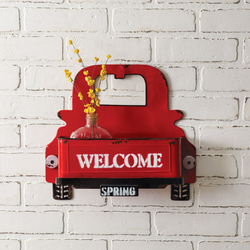 Primary image for Truck metal Wall Pocket - Welcome Spring