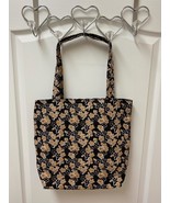 Handmade by PZQUILTS  Large Black and Gold Flowers Reversible Tote Bag - €19,24 EUR