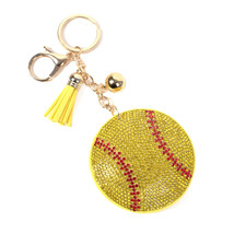 Gold Bling Crystal Baseball Sport Tassel Keychain By Nollia - £13.90 GBP