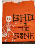 Halloween Bad To The Bone Orange Short Sleeve T-Shirt, Size 2XL - $172.87 MXN