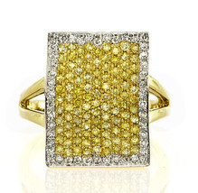 1.03ct Natural Fancy Yellow &amp; White Diamonds Engagement Ring 18K Gold - £1,930.32 GBP