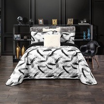 GEOMETRIC BLACK WHITE GRAY DECORATIVE REVERSIBLE COMFORTER SET 3 PC QUEE... - £91.43 GBP