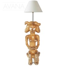 West African Senufo Vintage 4-Faced Fertility Statue Table Lamp for Decor D15cm  - £239.00 GBP