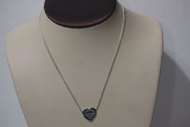 Retired Tiffany &amp; Co. Double chain 15mm Heart tag necklace 925 Sterling 16&quot; Long - £197.60 GBP