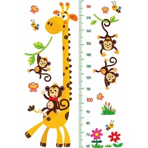 Giraffe &amp; Monkeys Kids Height Wall Chart | Peel &amp; Stick Nursery Wall Dec... - £14.94 GBP