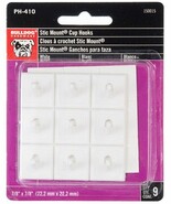 cuP HANGER HOOKS White 7/8&quot; Square Self Stick Adhesive Wall Mount BULLDO... - €14,44 EUR